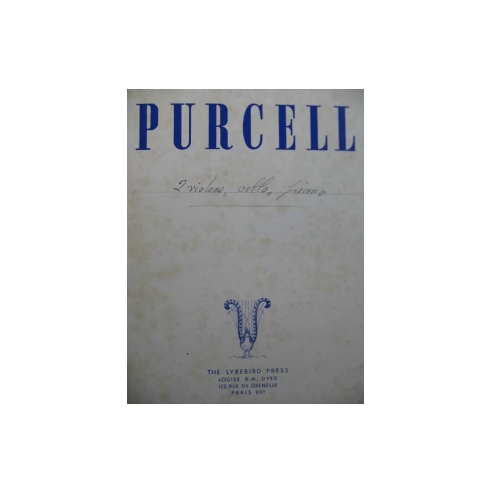 PURCELL Henry Sonata I Piano 2 Violons Violoncelle 1936