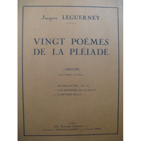 LEGUERNEY Jacques A son Page Chant Piano 1946