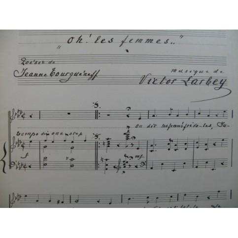 LARBEY Victor Oh les Femmes Manuscrit Chant Piano