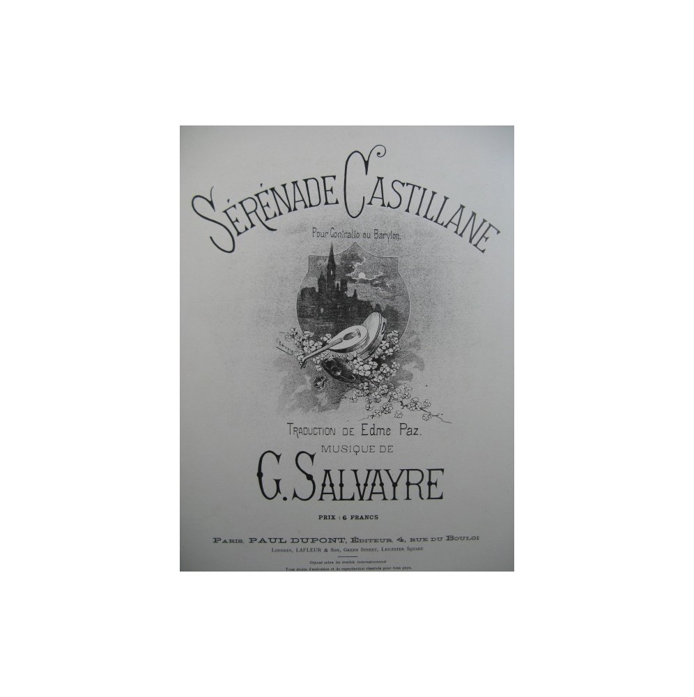 SALVAYRE Gaston Sérénade Castillane Chant Piano