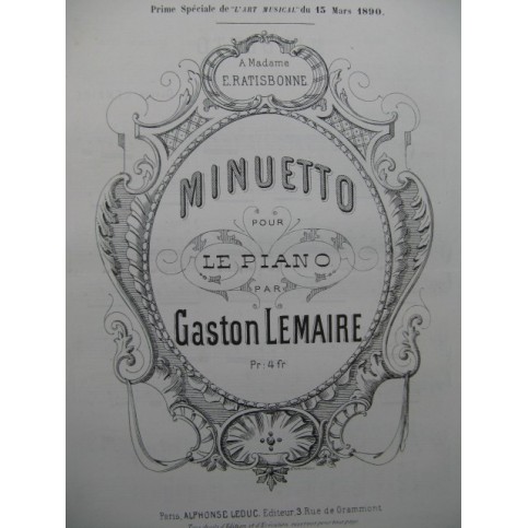 LEMAIRE Gaston Minuetto piano