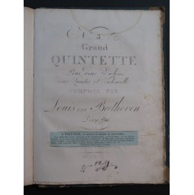 BEETHOVEN Trios Quatuors Quintettes Violon Alto Violoncelle ca1804-1820