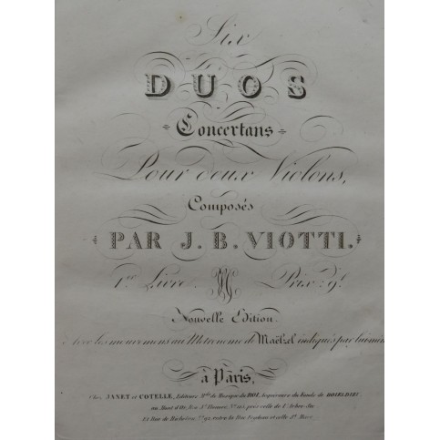 VIOTTI J. B. Duos Concertants 51 pièces pour 2 Violons ca1820