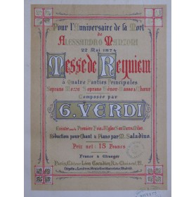 VERDI Giuseppe Messe de Requiem Chant Piano 1874
