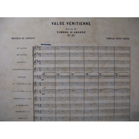 SAINT-SAËNS Camille Valse Vénitienne Orchestre ca1877