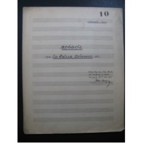 BOUY Jules Andante Manuscrit Dédicace Piano Violoncelle 1915