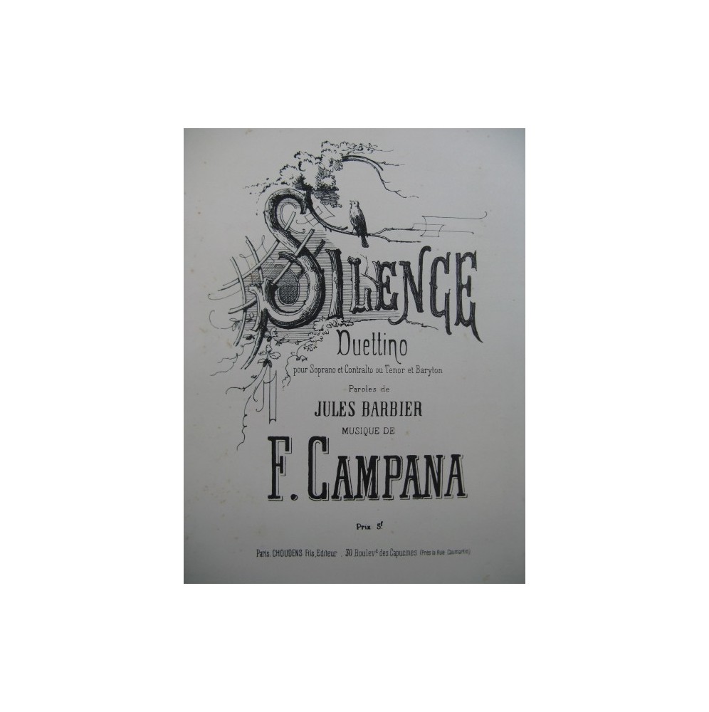 CAMPANA F. Silence Duettino Chant Piano XIXe