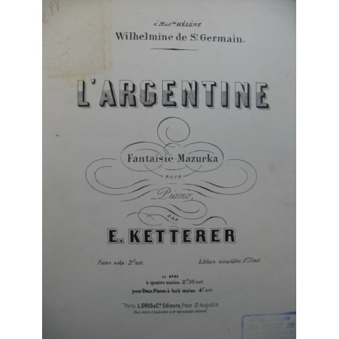 KETTERER E. L'Argentine piano