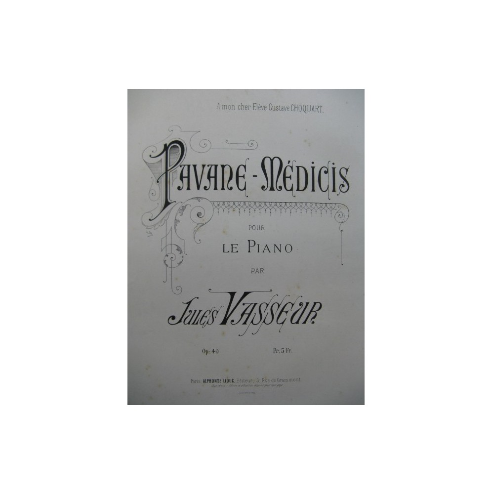 VASSEUR Jules Pavane-Médicis piano