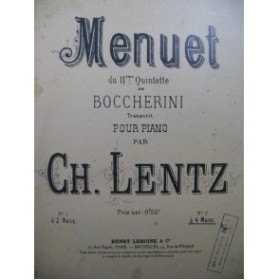 BOCCHERINI Luigi Menuet du 11e Quintette Piano 4 mains