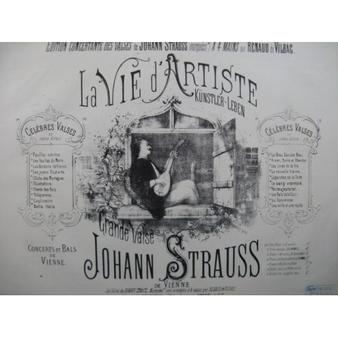 STRAUSS Johann La Vie d'Artiste Piano 4 mains XIXe