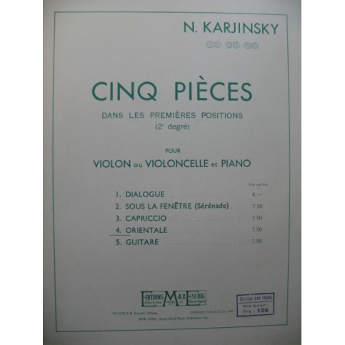 KARJINSKY N. Orientale Piano Violon ou Violoncelle 1937