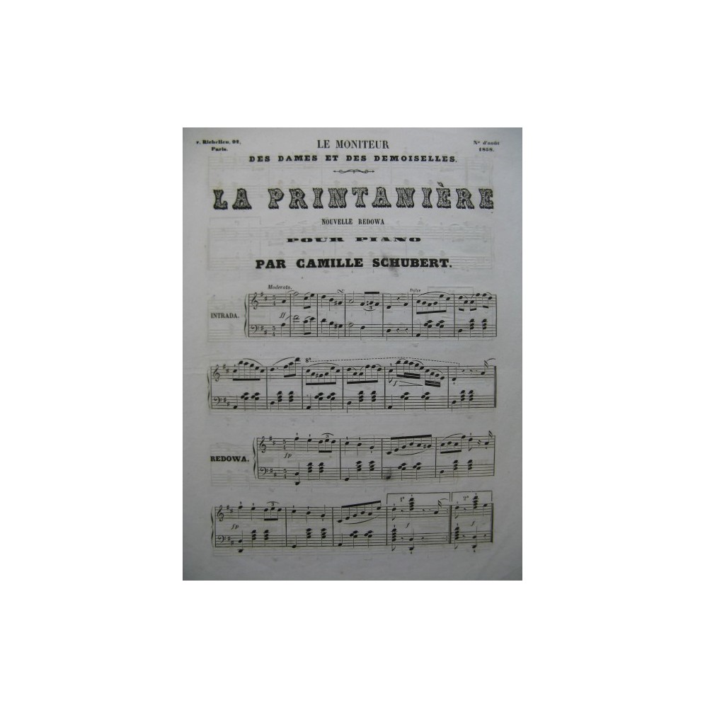 Le Moniteur C. SCHUBERT WAUBERT DE PUISEAU Chant Piano 1858