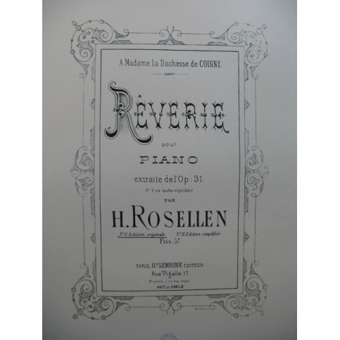 ROSELLEN H. Rêverie Piano