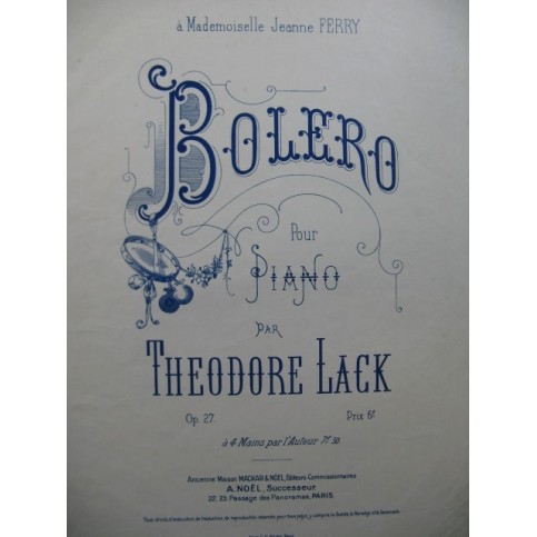 LACK Théodore Boléro Piano
