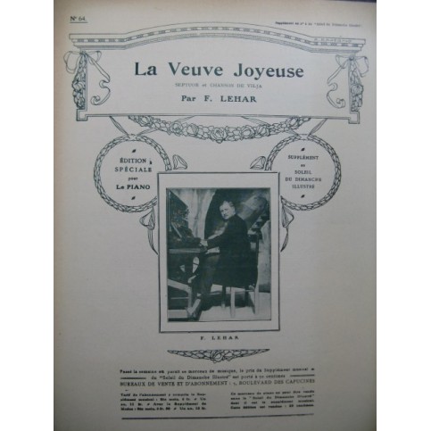 LEHAR F. La Veuve Joyeuse Piano