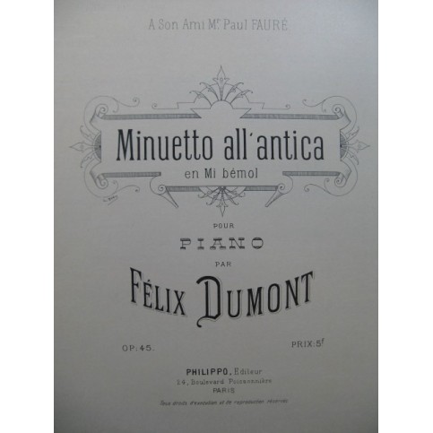 DUMONT Félix Minuetto all'antica Piano