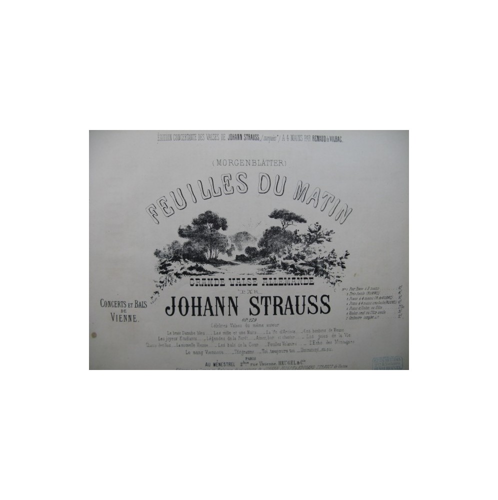 STRAUSS Johann Feuilles du Matin Piano 4 mains XIXe