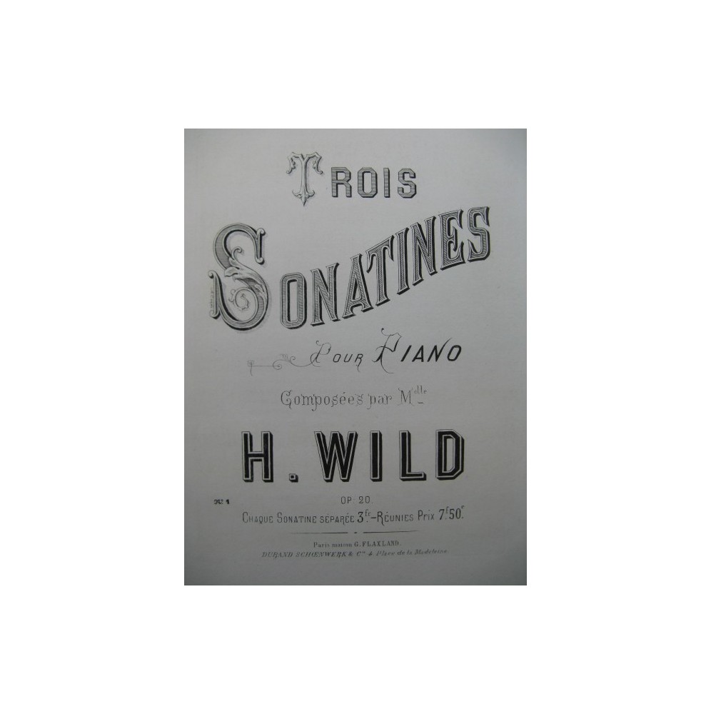 WILD H. Sonatine No 1 Piano XIXe