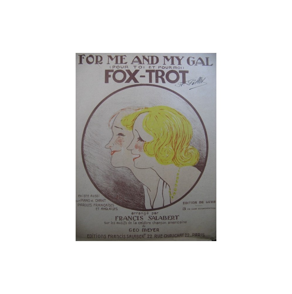 MEYER Geo For Me and My Gal Fox Trot Piano 1917