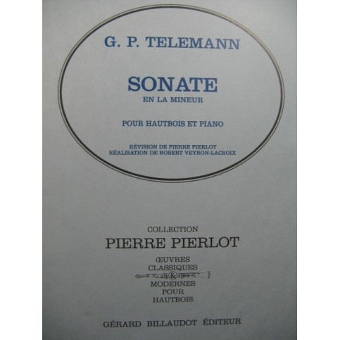 TELEMANN G. P. Sonate en La mineur Piano Hautbois