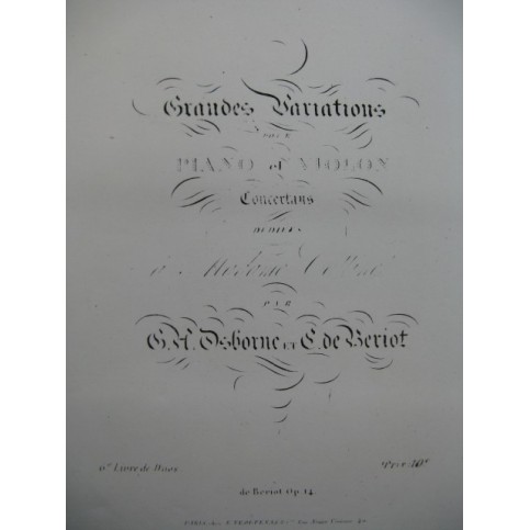 OSBORNE BÉRIOT Grandes Variations op 14 Violon Piano ca1840