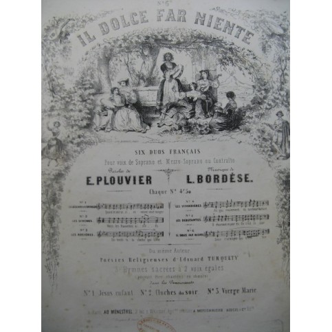 BORDÈSE Luigi Les Rosières Chant Piano ca1840