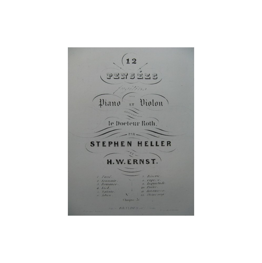 ERNST H. W. HELLER S. Passé Piano Violon ca1845