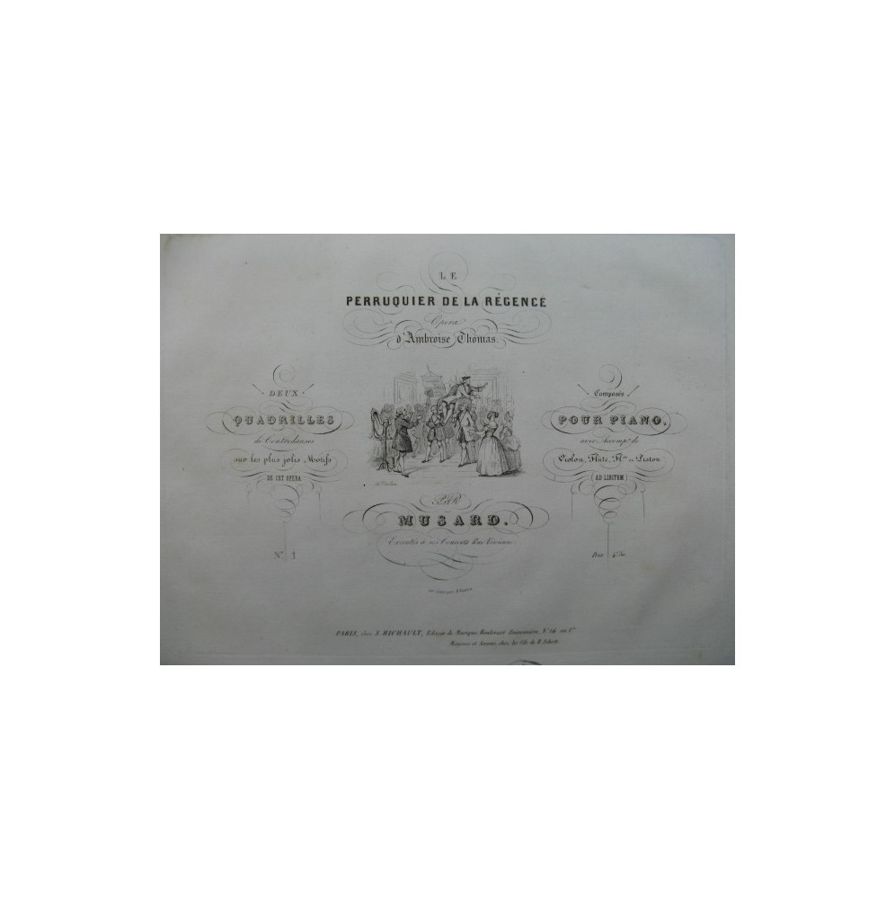 MUSARD Le Perruquier de la Régence 1er Quadrille Piano ca1840