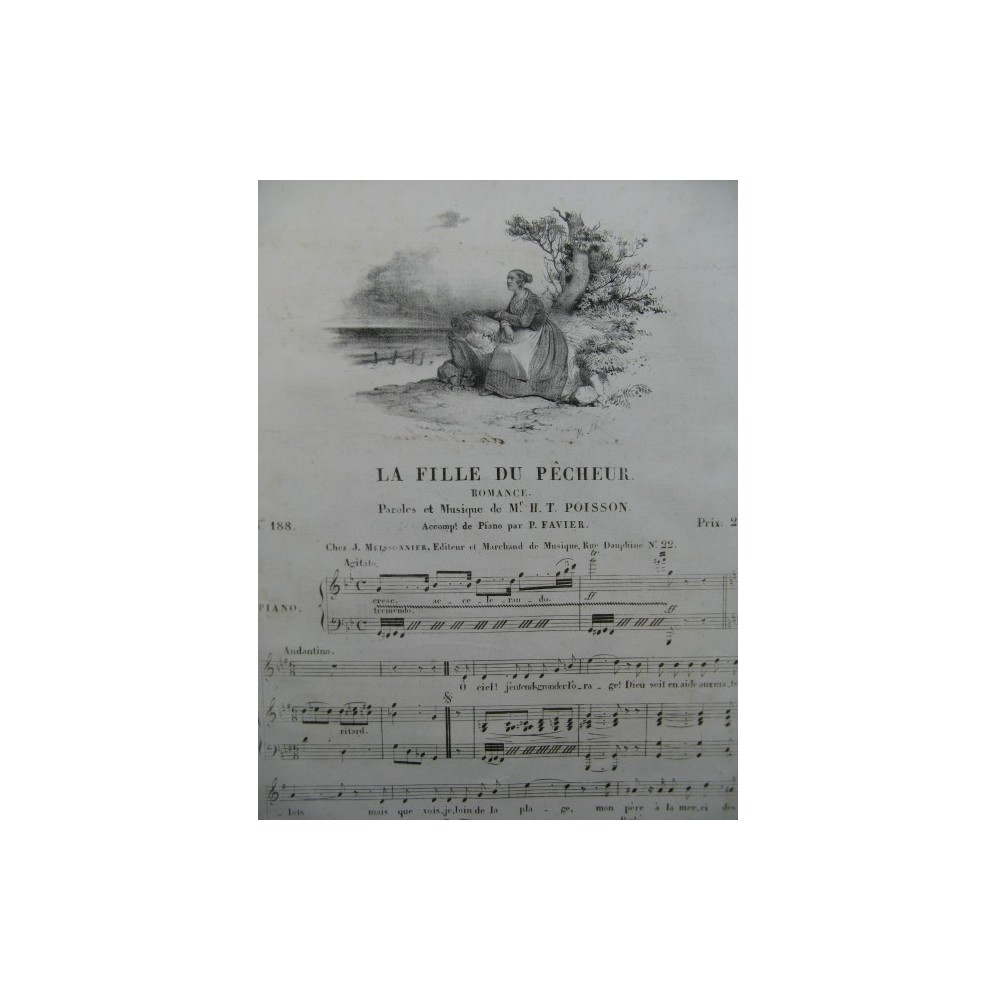 POISSON H. T. La Fille du Pêcheur Chant Piano ca1830