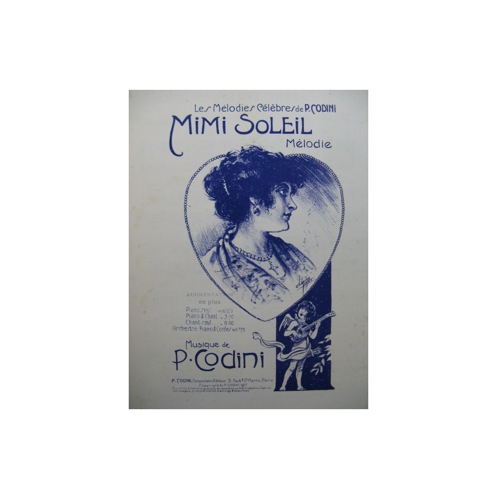 CODINI P. Mimi Soleil Mélodie Piano 1917