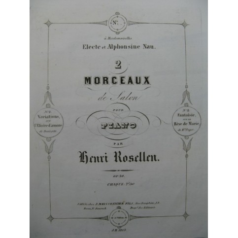 ROSELLEN Henri Fantaisie sur Le Rêve de Marie Piano ca1850