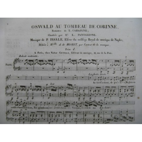 FAVALE P. Oswald au Tombeau de Corinne Chant Piano ca1840