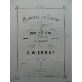 ERNST H. W. Élégie Piano Violon ca1865