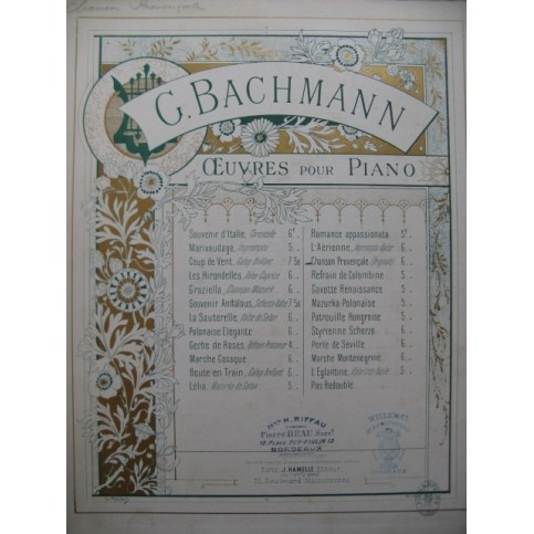 BACHMANN Georges Chanson Provençale Piano