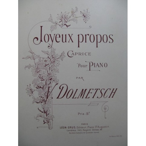 DOLMETSCH V. Joyeux Propos Piano