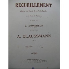 CLAUSSMANN A. Recueillement Chant Piano 1912