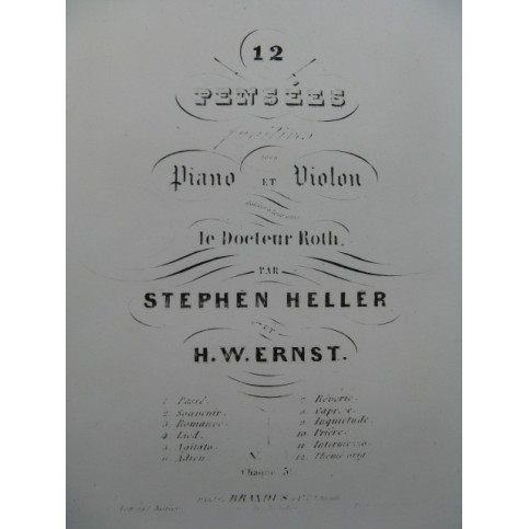 ERNST H. W. HELLER S. Romance Piano Violon ca1845