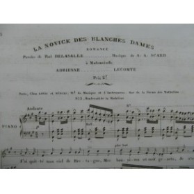 SCARD A. Antoine La Novice des Blanches Dames Chant Piano ca1830