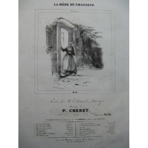CHERET P. La Mère du Chasseur Piano Chant ca1840