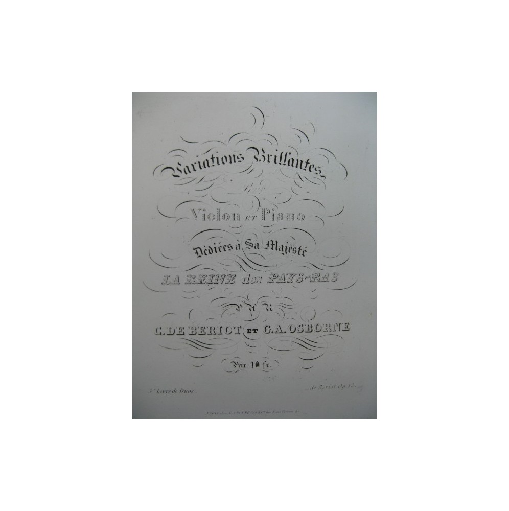 OSBORNE BÉRIOT Variations Brillantes op 13 Violon Piano ca1840