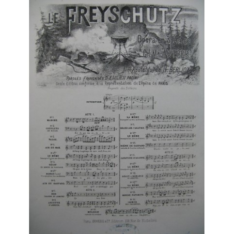 WEBER Le Freyschutz No 12 bis Récit et Romance d'Annette Chant Piano 1876