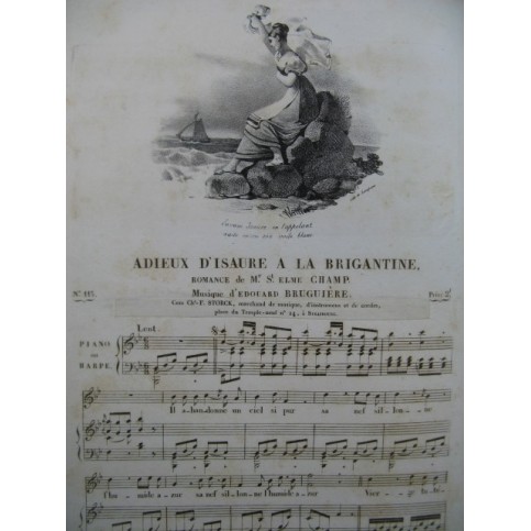 BRUGUIÈRE Edouard Adieux d'Isaure à la Brigantine Chant Piano ca1830