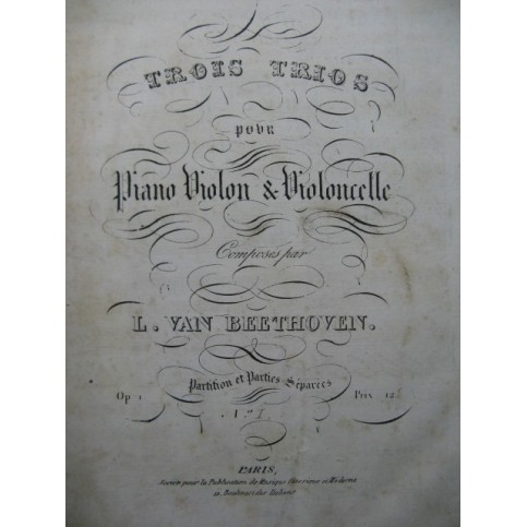 BEETHOVEN Trio No 1 op 1 Piano Violon Violoncelle ca1830
