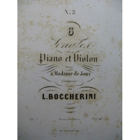 BOCCHERINI Luigi 3 Sonates op 5 Piano Violon ca1850