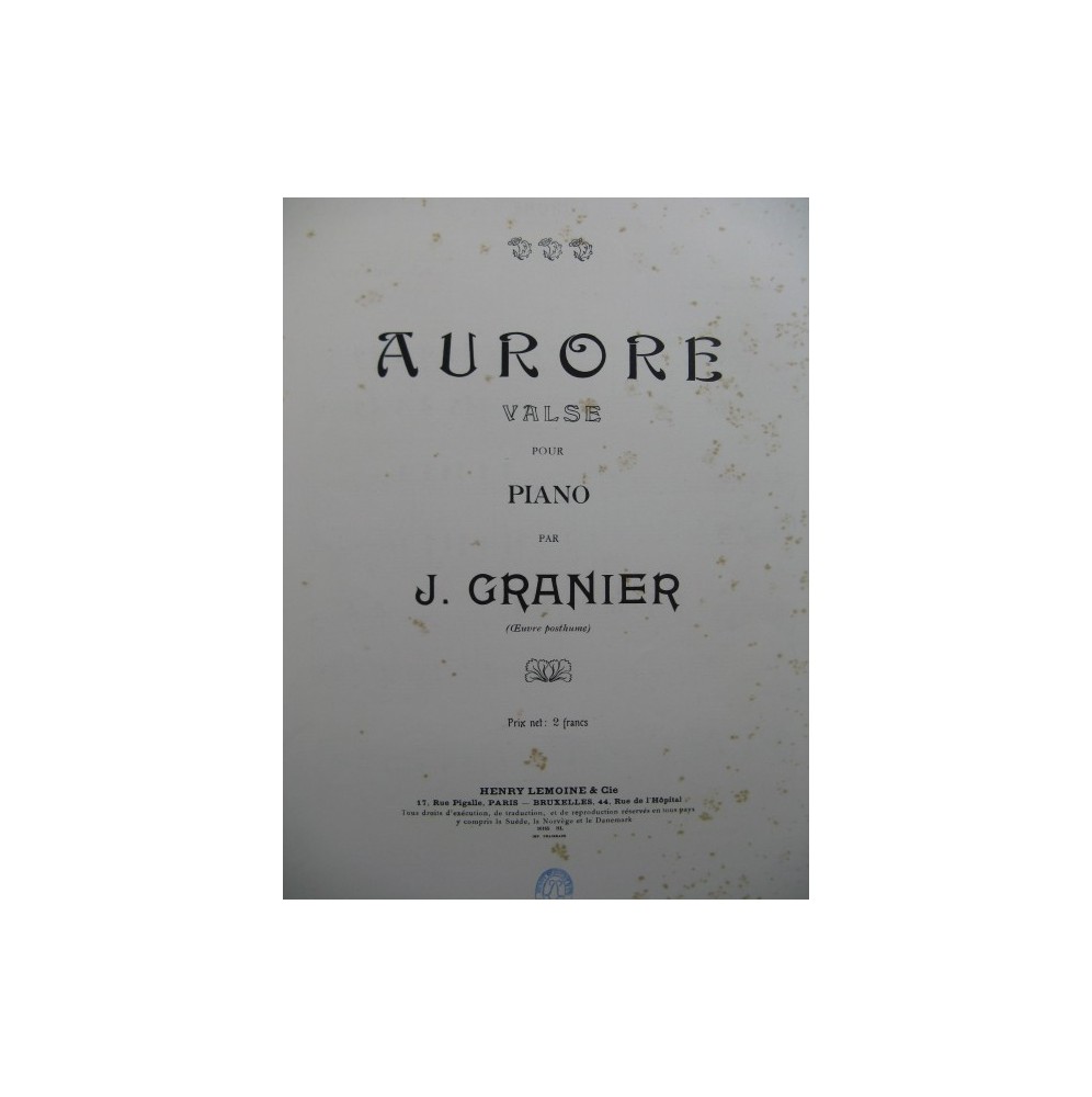 GRANIER J. Aurore Piano