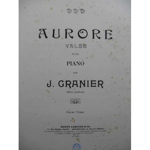 GRANIER J. Aurore Piano