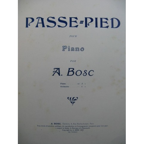 BOSC A. Passe-Pied Piano