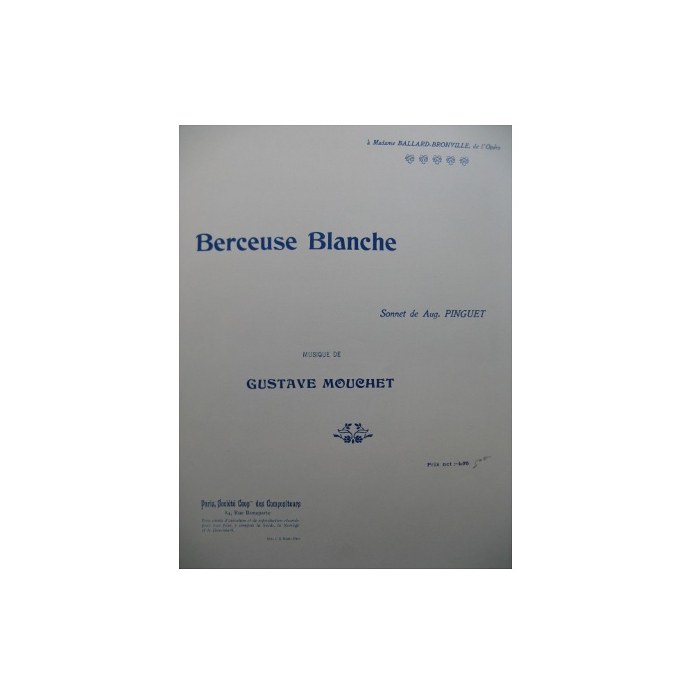 MOUCHET Gustave Berceuse Blanche Chant Piano