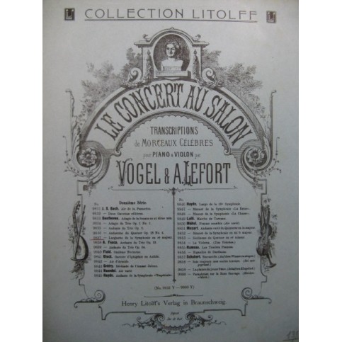 BEETHOVEN Larghetto de la Symphonie en Ré Maj Violon Piano ca1879